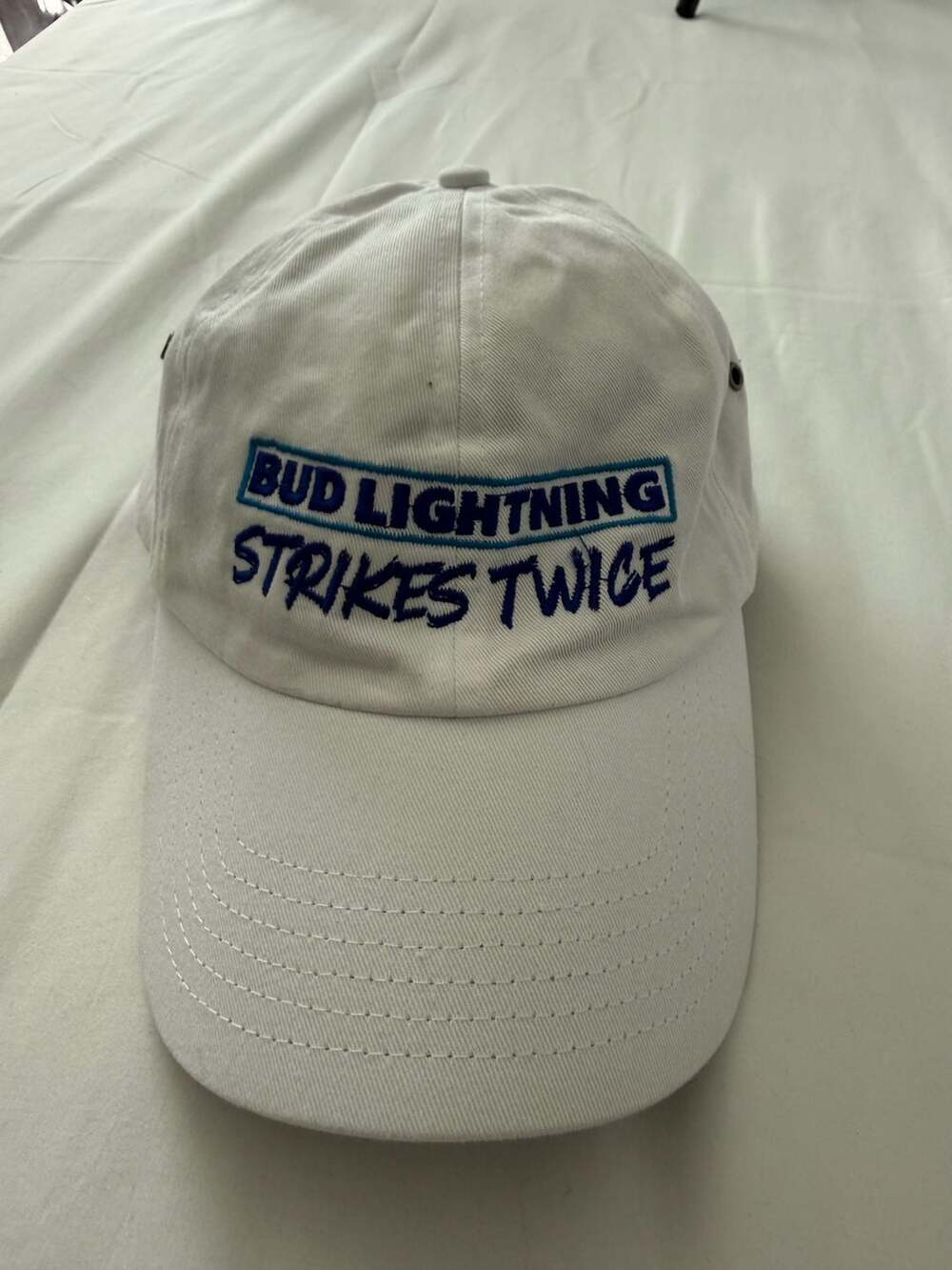 Bud Light "Bud Lightning Strikes Twice" Embroidered Baseball Cap White